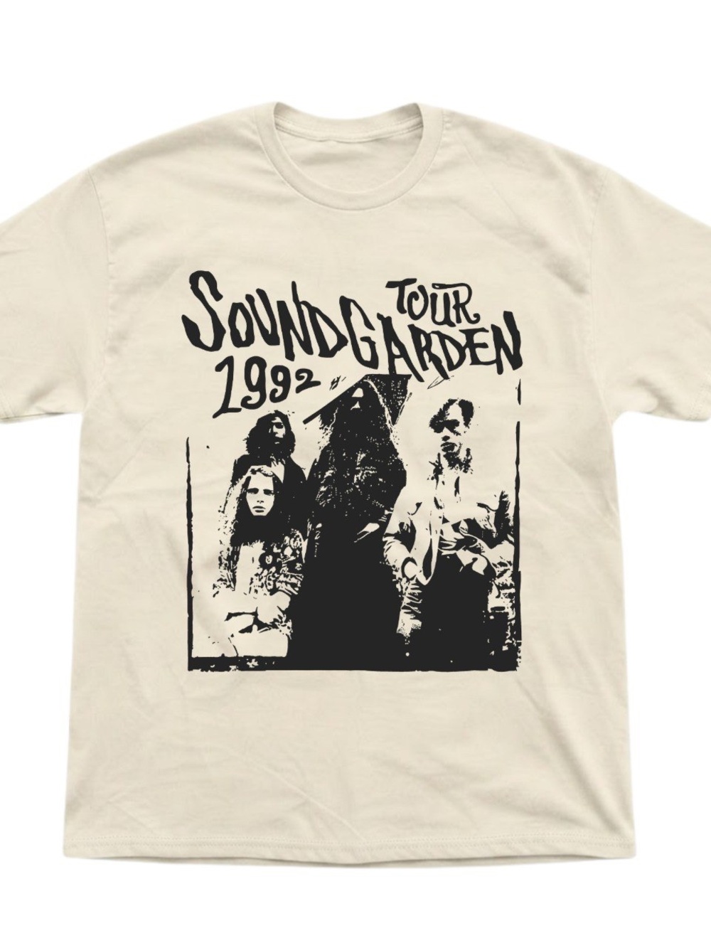 Soundgarden 1992 Tour Band Cream Cotton Gildan T-Shirt